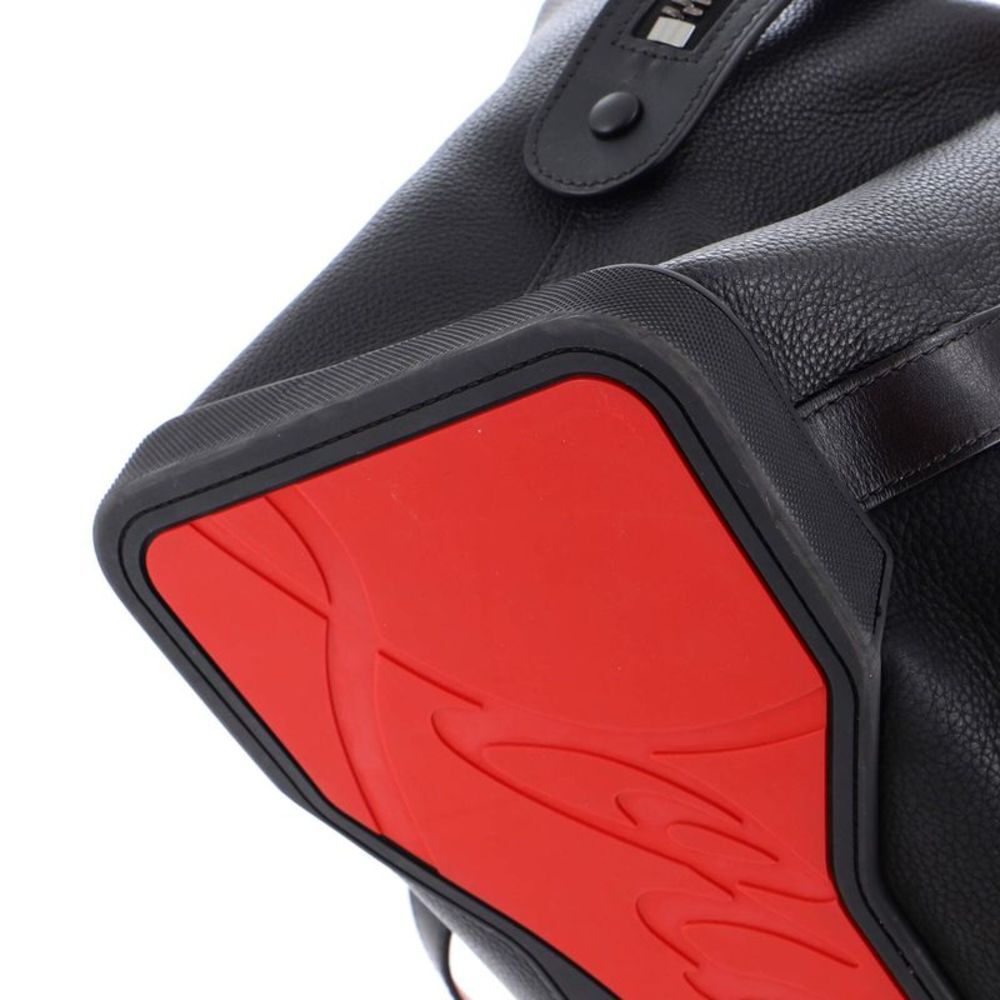 NWT Christian Louboutin Black Bagdamon Duffle Bag Calfskin Studded Crest Red